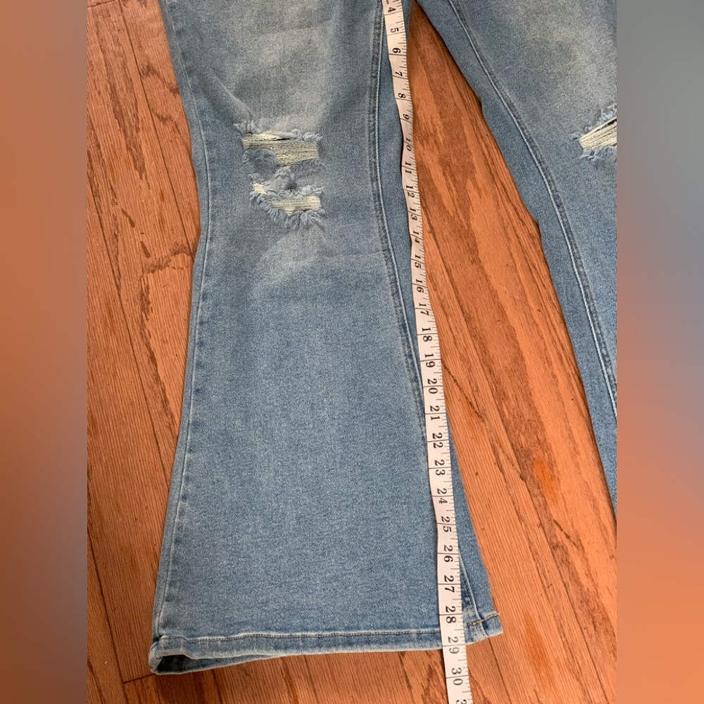Fashion Nova Petite Girl Bye High Rise Flare Jeans - Light Blue Wash - Picture 10 of 11